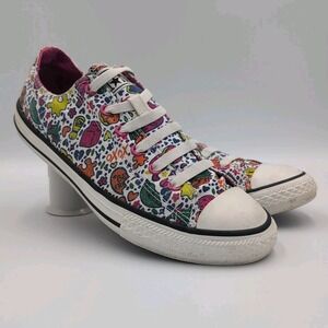 Converse All Star Junior Size 5 Cupcake‎ Cats Hearts Print Slip On Shoes